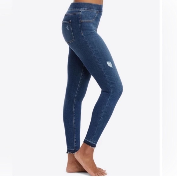 Spanx Distressed Denim Medium Wash Legging Size Small Women - Picture 1 of 15